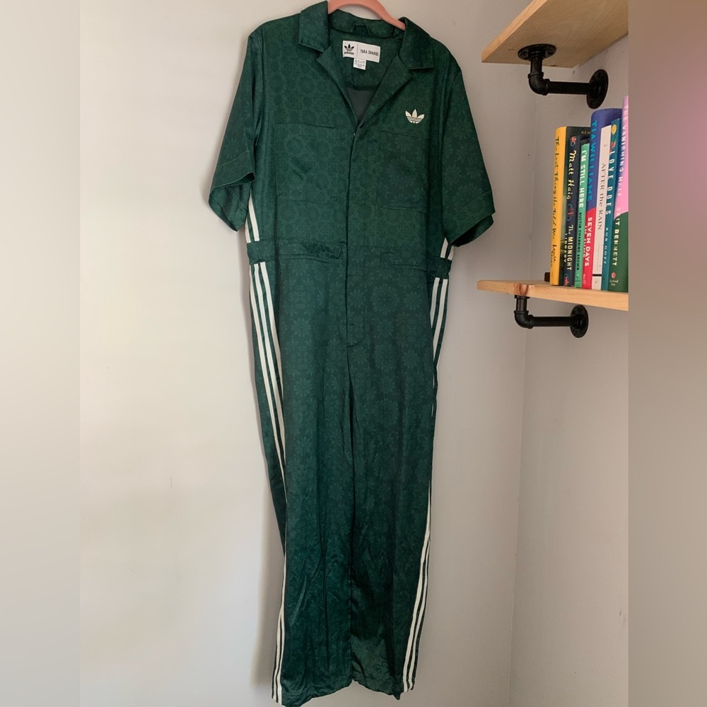 Adidas Yara Shahidi Seersucker Satin Green Jumpsuit unisex Rare size M